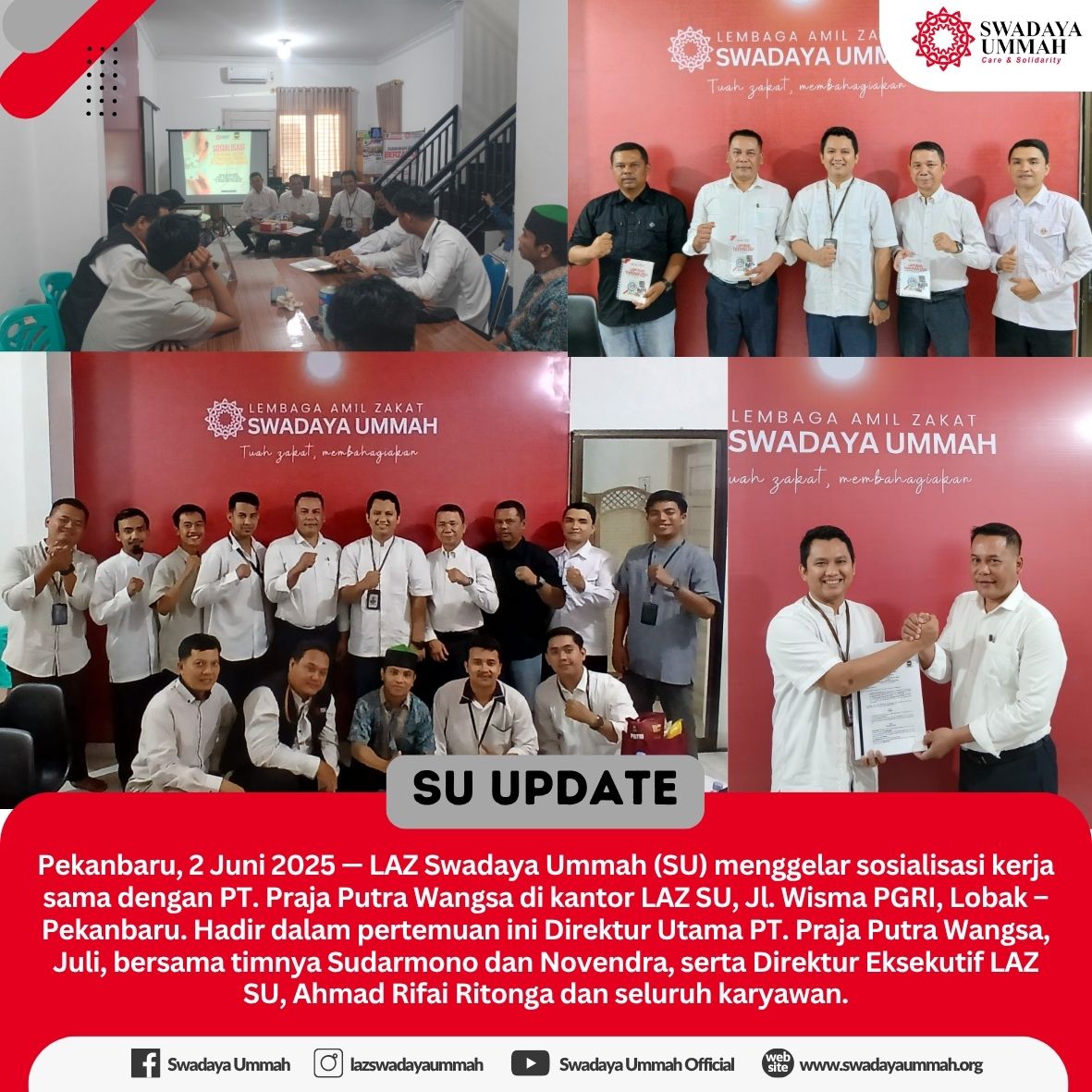 LAZ Swadaya Ummah dan PT. Praja Putra Wangsa Bahas Kerja Sama Pengelolaan Zakat Produktif