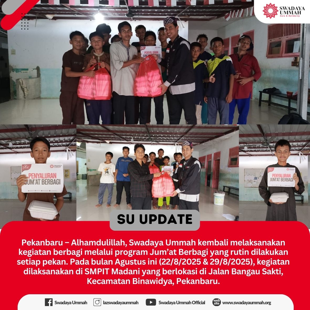 Swadaya Ummah Salurkan Bantuan “Jum’at Berbagi” di SMPIT Madani