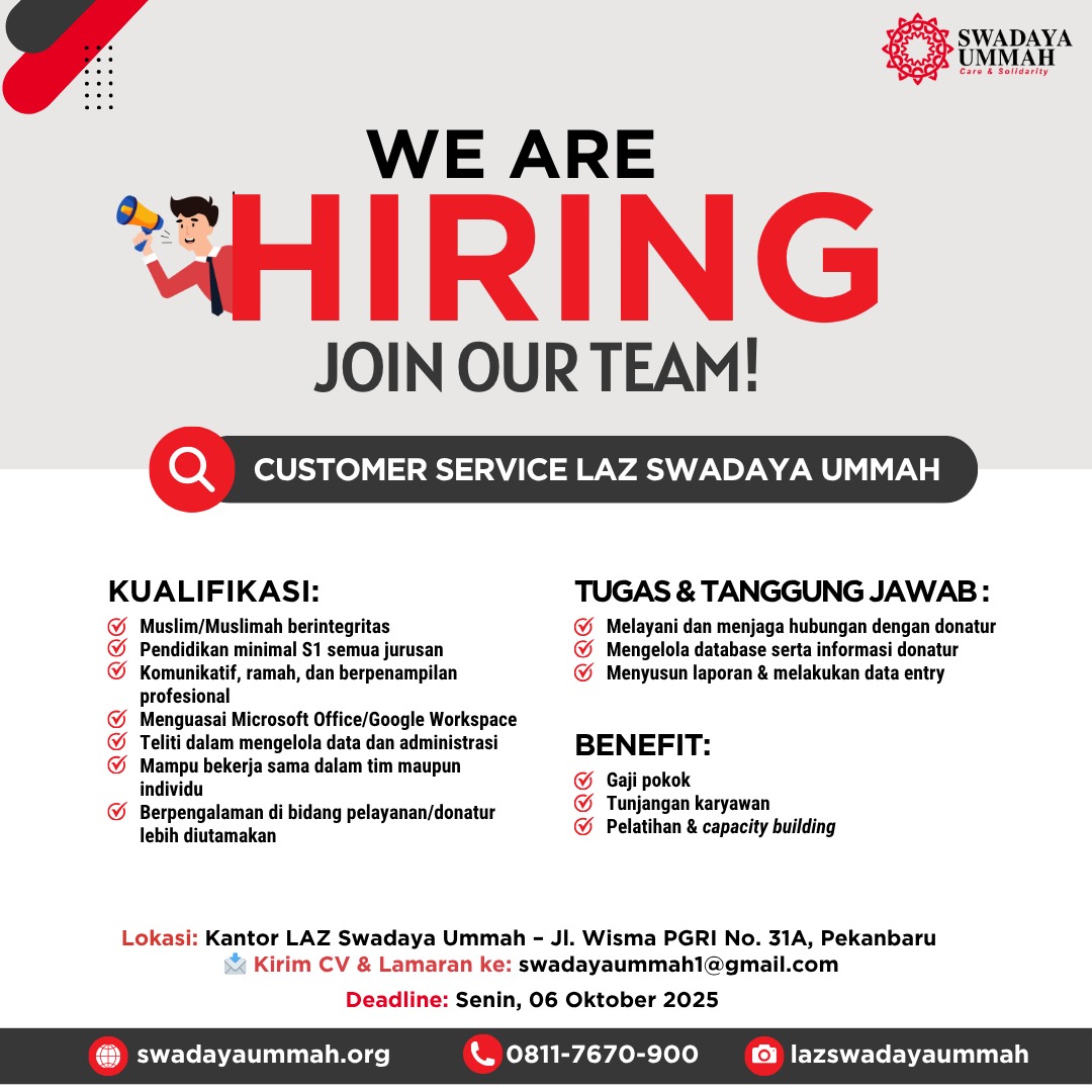 We Are Hiring – Customer Service